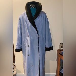 Bill Blass Trench Coat Gray with Brown Faux